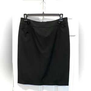 Talbots Women's Straight Stretch Black Skirt Button Detail Size 10